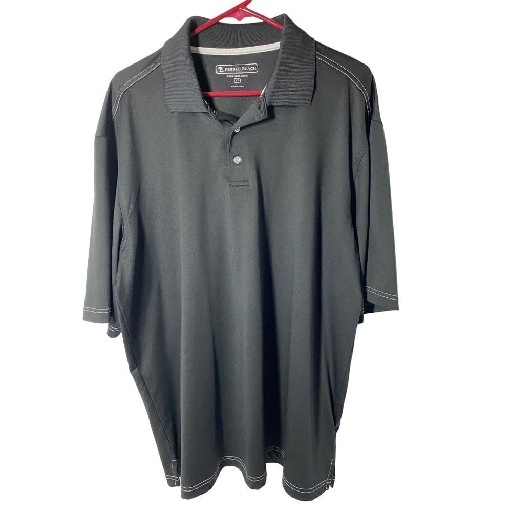 PEBBLE BEACH Performance #91870  Men’s Shirt XL Black w/ white stitching